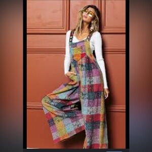 BiBi Multicolor Plaid Knit Overalls